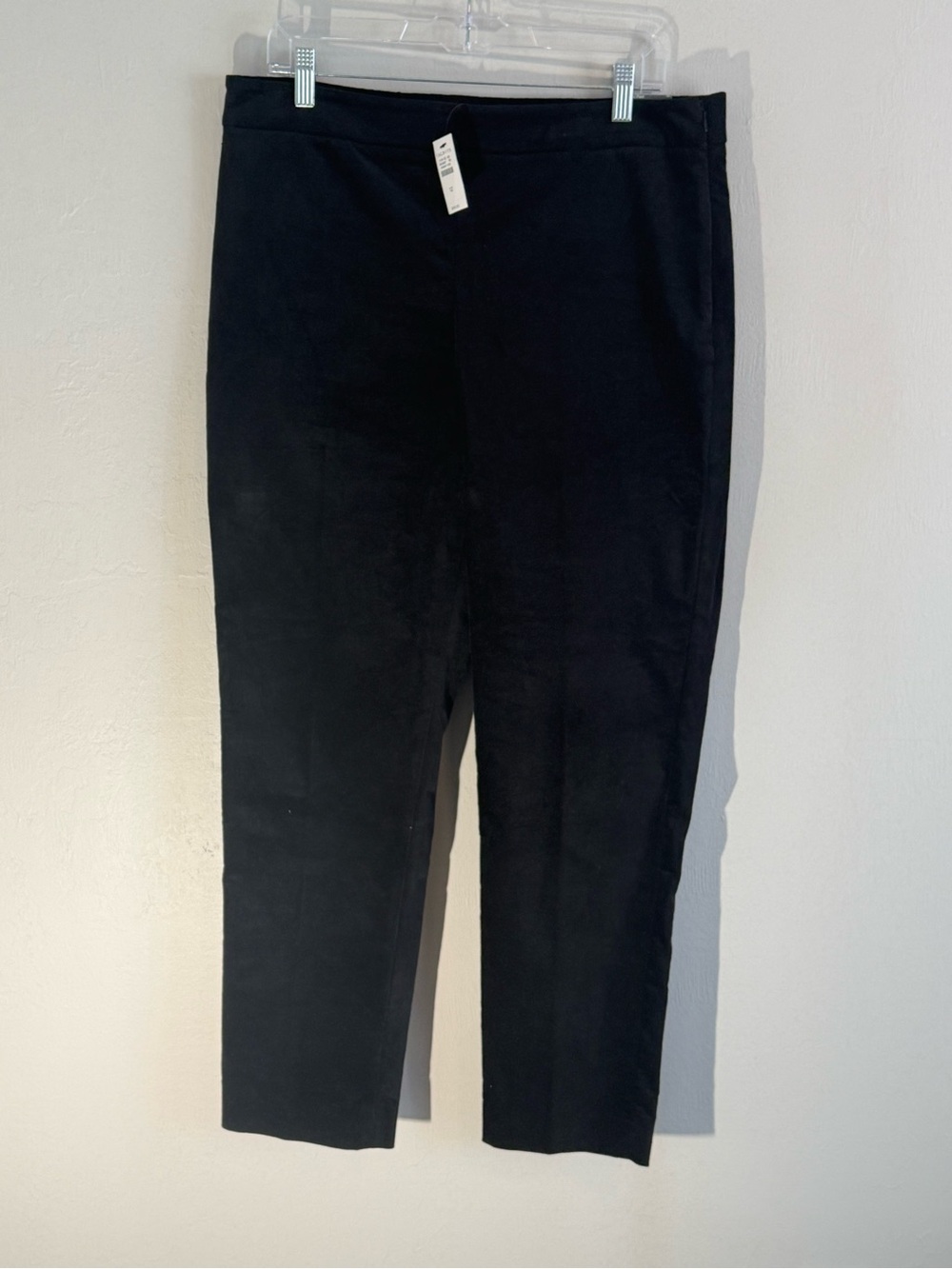 New TALBOTS Women’s Black Velvet Slim Ankle Pants BD1024 Straight Leg Size 12